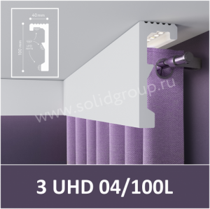 Плинтус карнизный из полимера 3 UHD 04/100L белый, 2 м (5) - фото