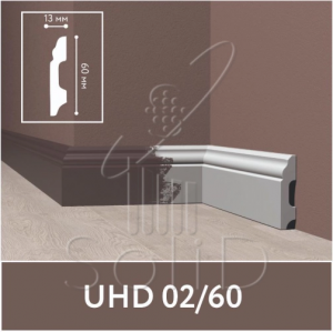 Плинтус напольный полимерный UHD 02/60 на клей, белый, L 2.0м (16) - фото