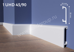 Плинтус напольный полимерный UHD 45/90 белый, 2.4м (9) - фото