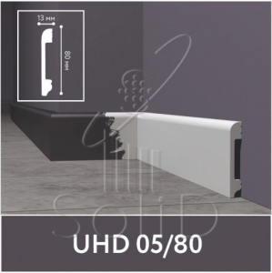 Плинтус напольный полимерный UHD 05/80 на клей, белый, L 2.0м (12) - фото